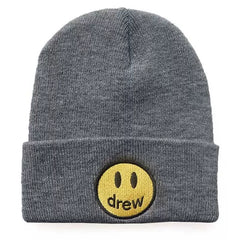 Drew House Smiley Face Knit Beanie, Heather Grey
