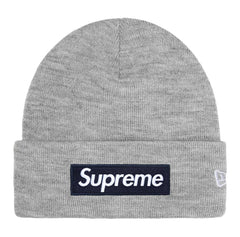 Supreme New Era Box Logo Beanie Fw25 Heather Grey Knit Cuffed