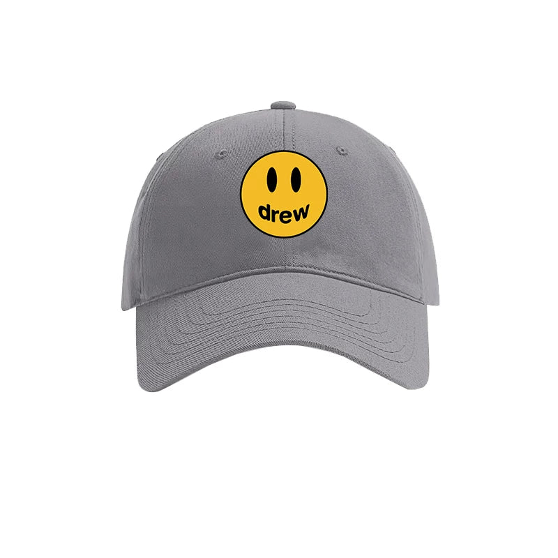 Drew House Smiley Face Baseball Cap, Heather Grey